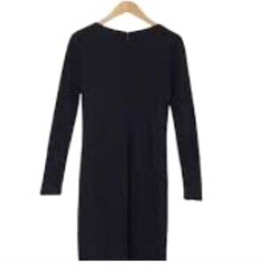 Tahari, Merino Wool, Long Sleeve, Dress, Black, Midi, NWOT, Size S